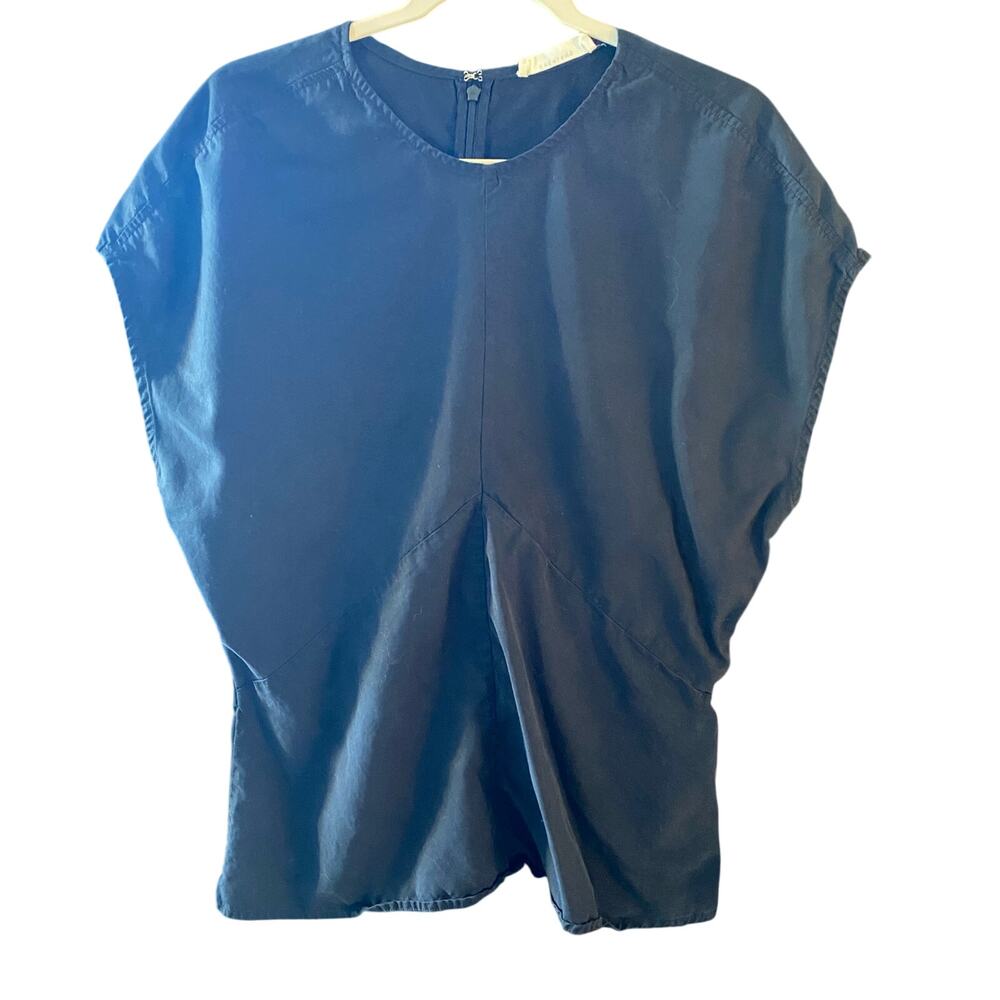 Everlane The Drape Black Blouse Lyocell Tencel Short Size 12